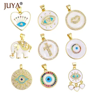 JUYA Fashion Enamel Charm Pendant For Jewelry Making Luxurious Charms Cross Pendant Evil Eye Pendants Supplies for Jewelry