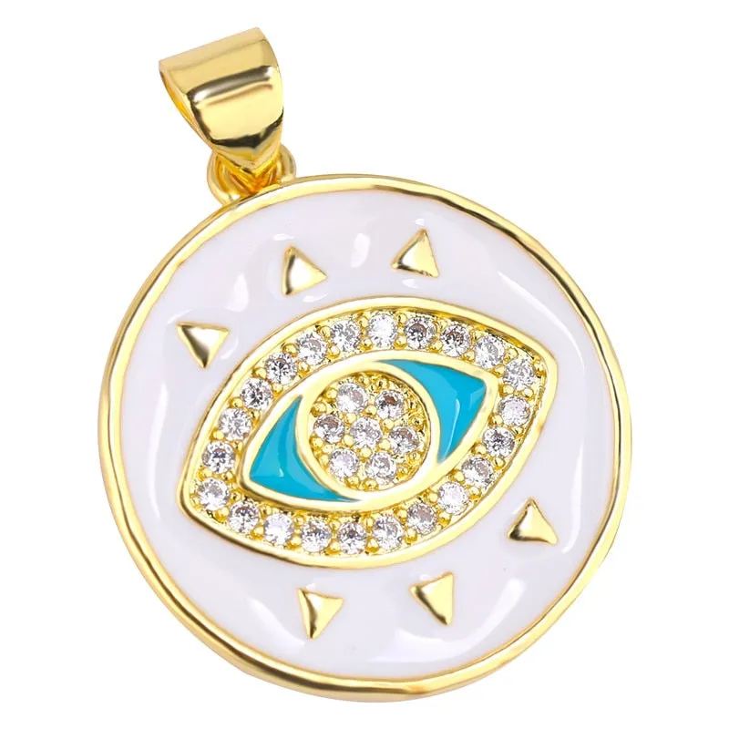 JUYA Fashion Enamel Charm Pendant For Jewelry Making Luxurious Charms Cross Pendant Evil Eye Pendants Supplies for Jewelry