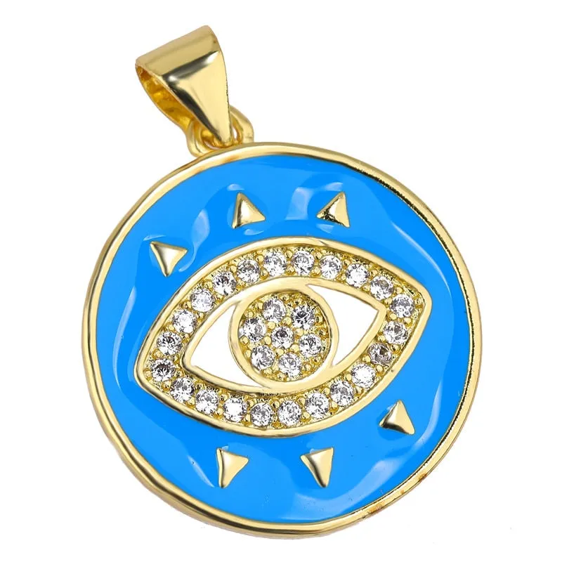 JUYA Fashion Enamel Charm Pendant For Jewelry Making Luxurious Charms Cross Pendant Evil Eye Pendants Supplies for Jewelry