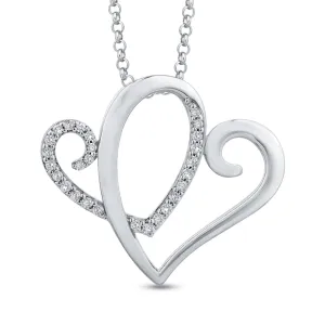 KATARINA Diamond Interlinked Double Heart Fashion Pendant Necklace (1/5 cttw)