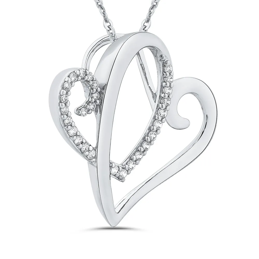 KATARINA Diamond Interlinked Double Heart Fashion Pendant Necklace (1/5 cttw)