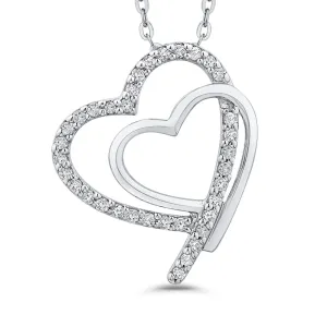 KATARINA Double Heart Diamond Pendant Necklace (1/6 cttw)