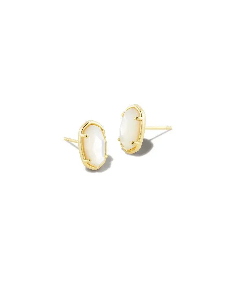 Kendra Scott Grayson Gold Stud Earrings in Ivory Mother of Pearl