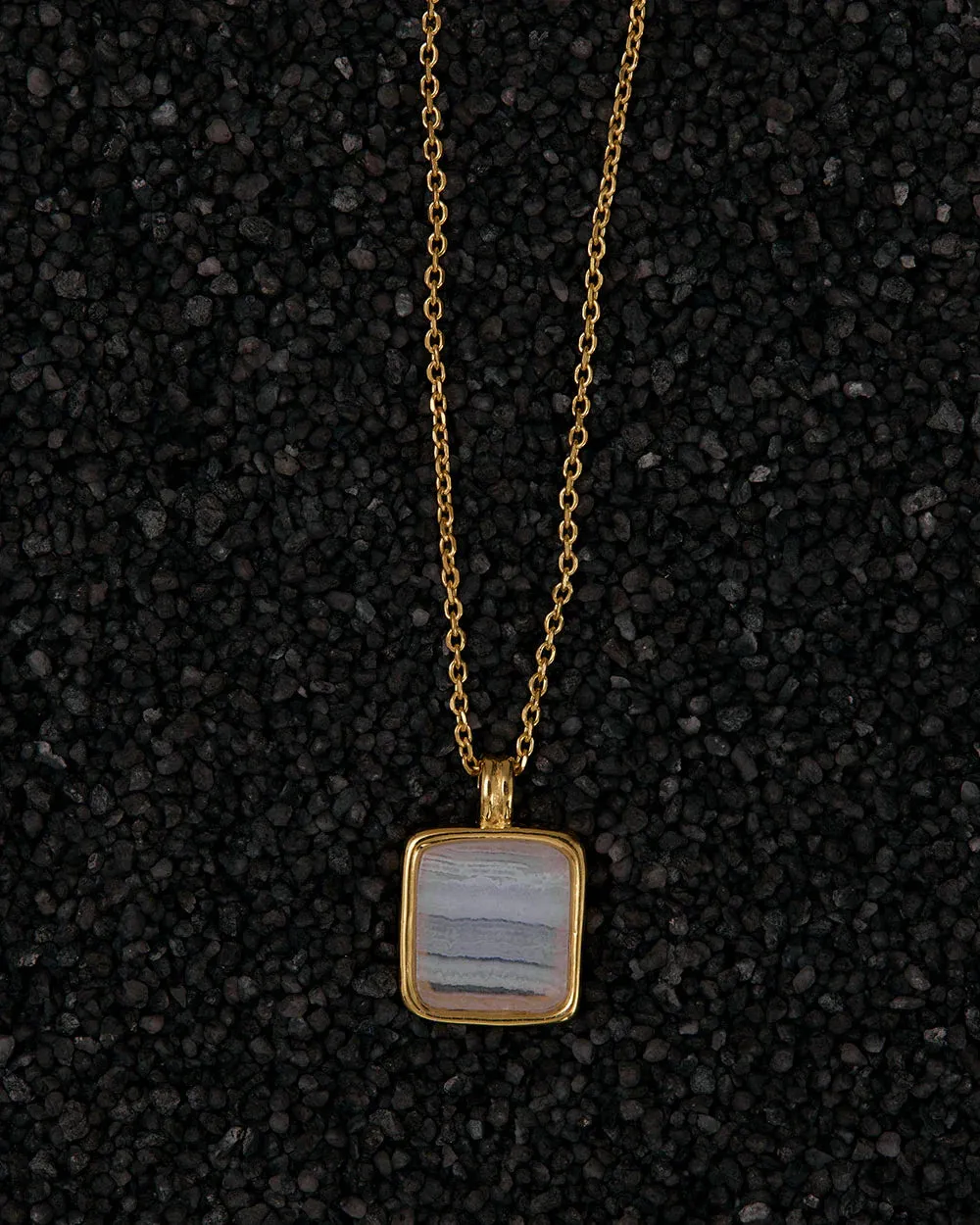 Kirstin Ash Blue Lace Agate Pendant Necklace  (Gold Vermeil)