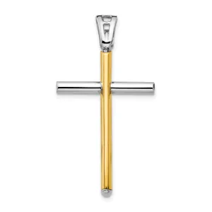 Leslie 14k Two Tone Gold Polished Cross Pendant