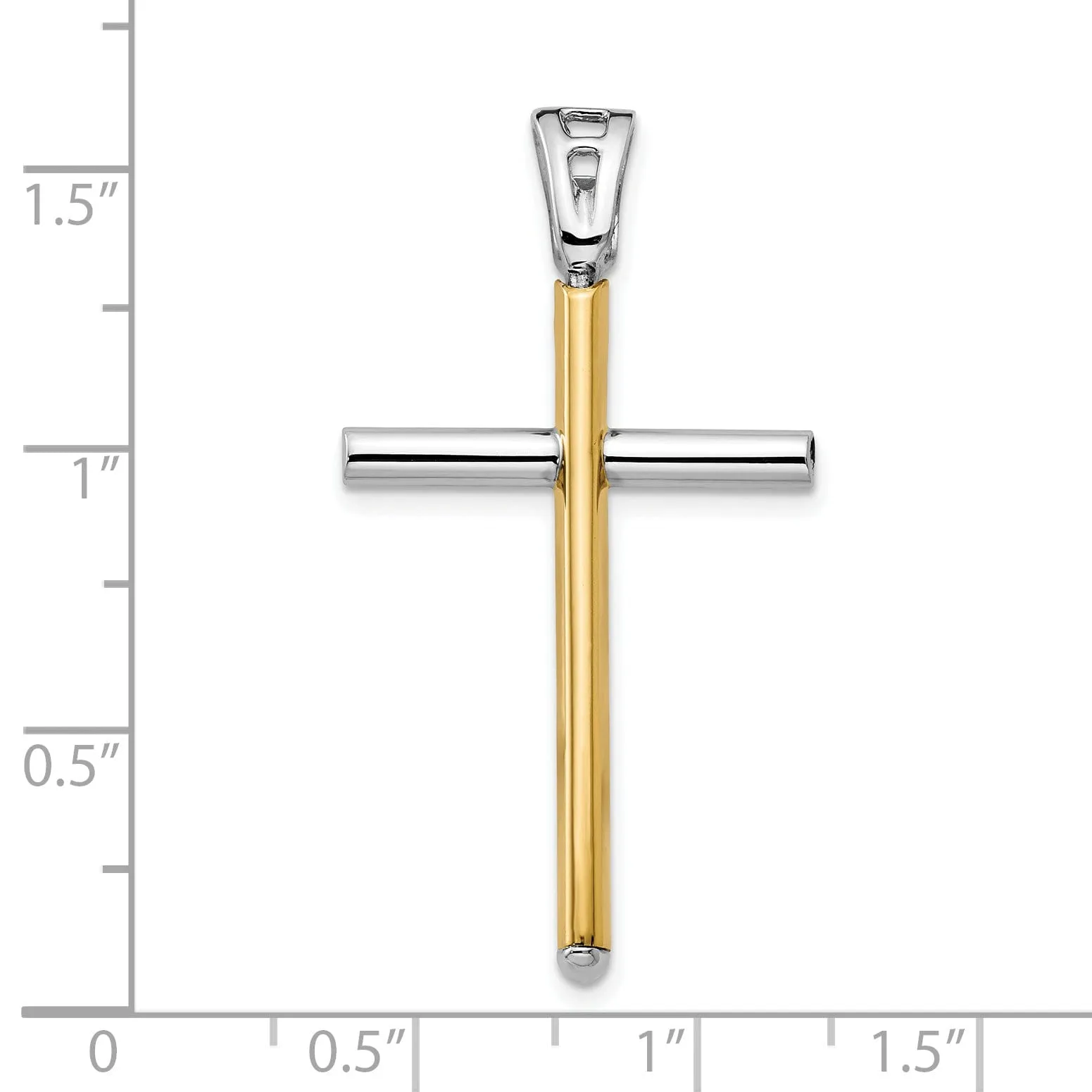 Leslie 14k Two Tone Gold Polished Cross Pendant