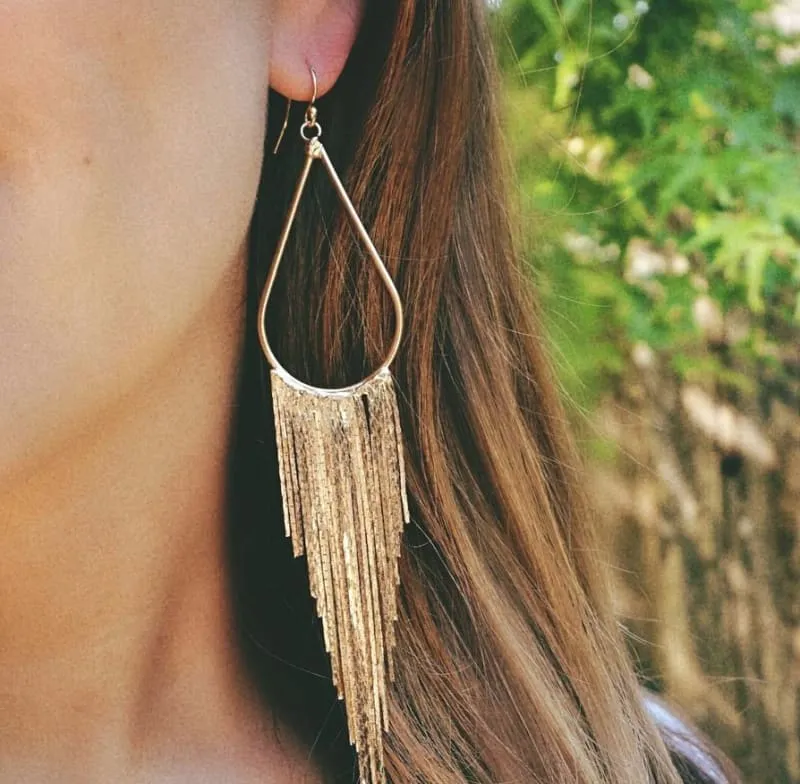 Long Gold Tassel Earrings