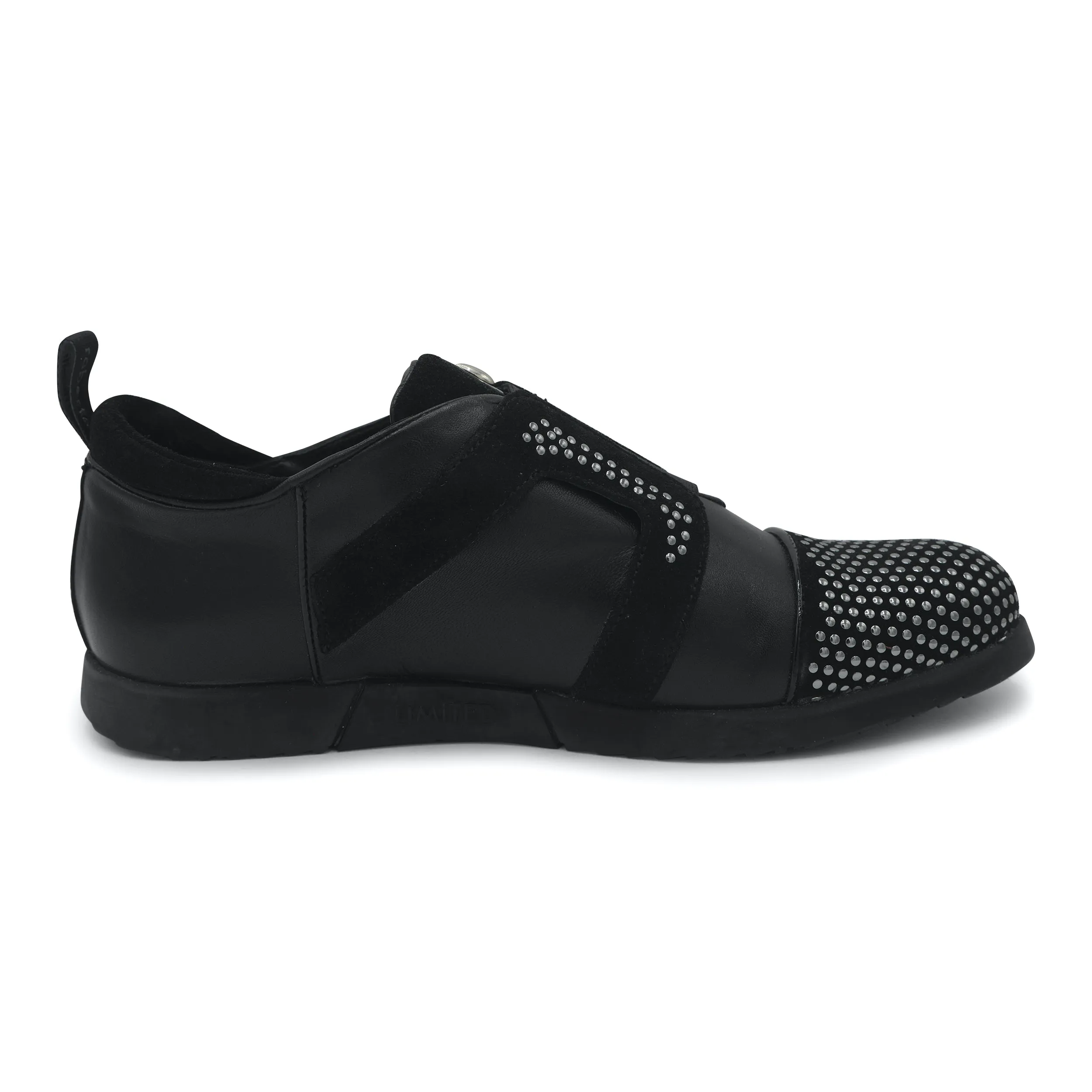 LU25121- Black Studded Double Monk Trainer