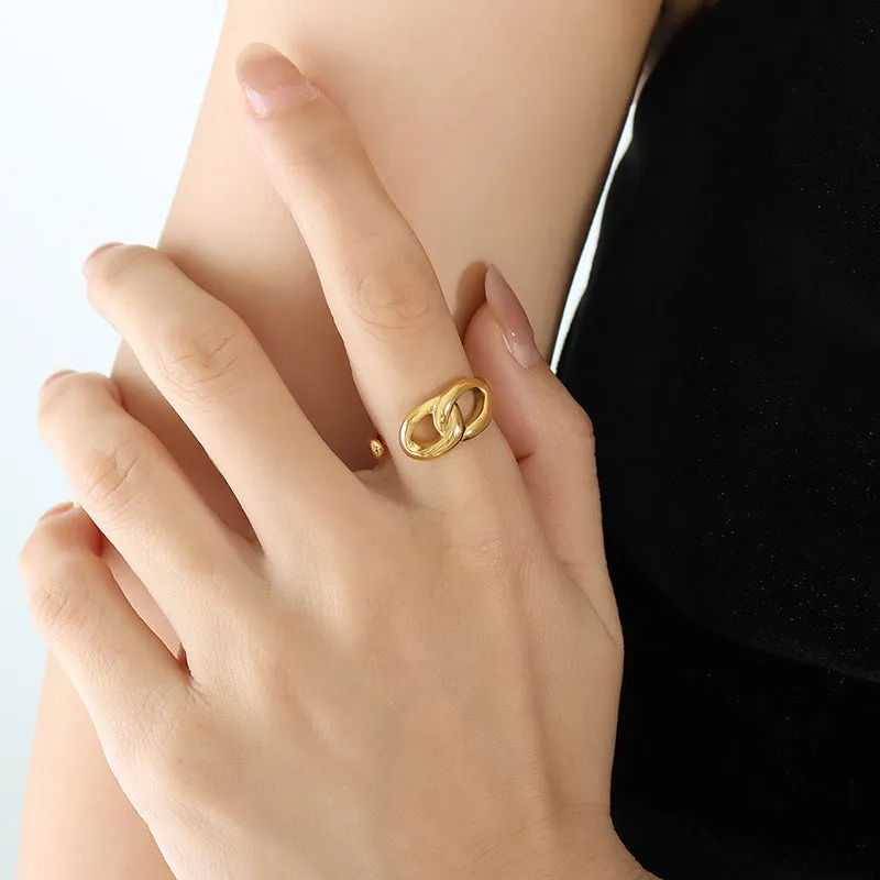 Lustrious Button Gold Ring