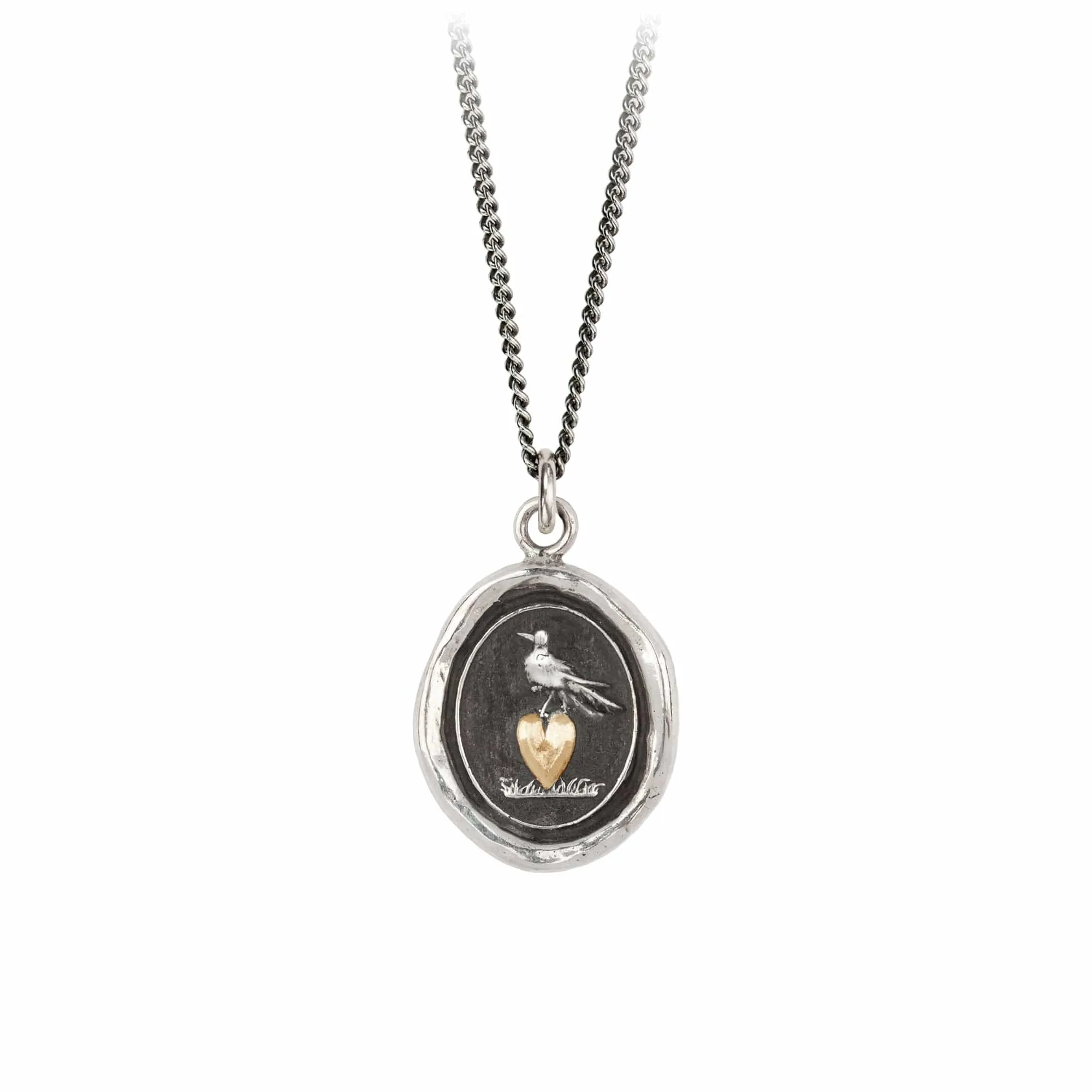 Martlet & Heart 14K Gold on Silver Talisman