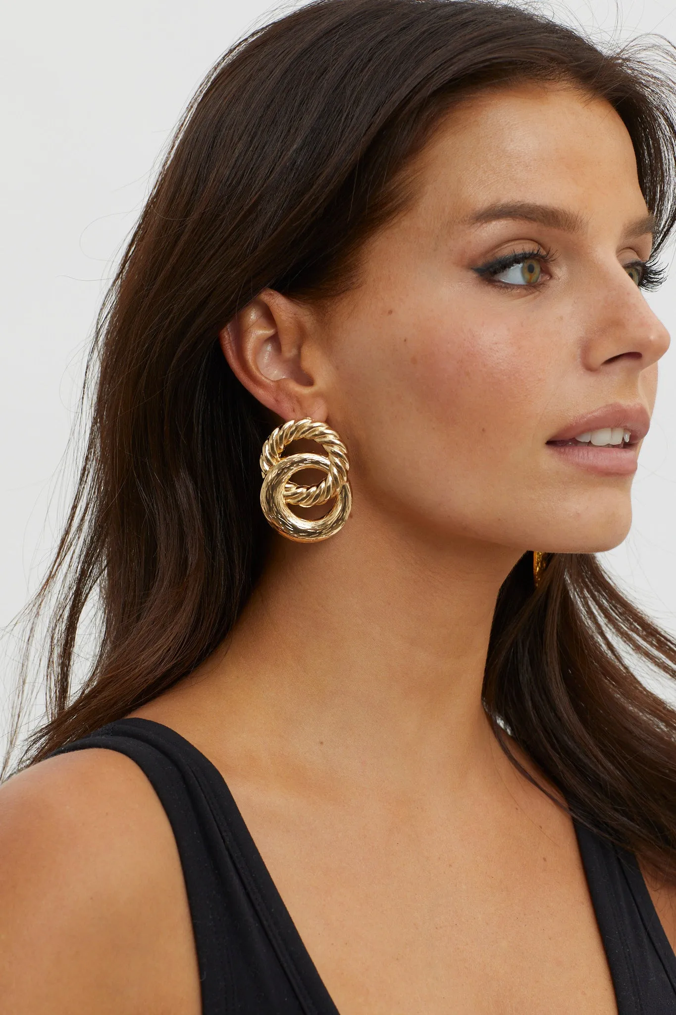 Myrah Large Double Circle Earrings Gold