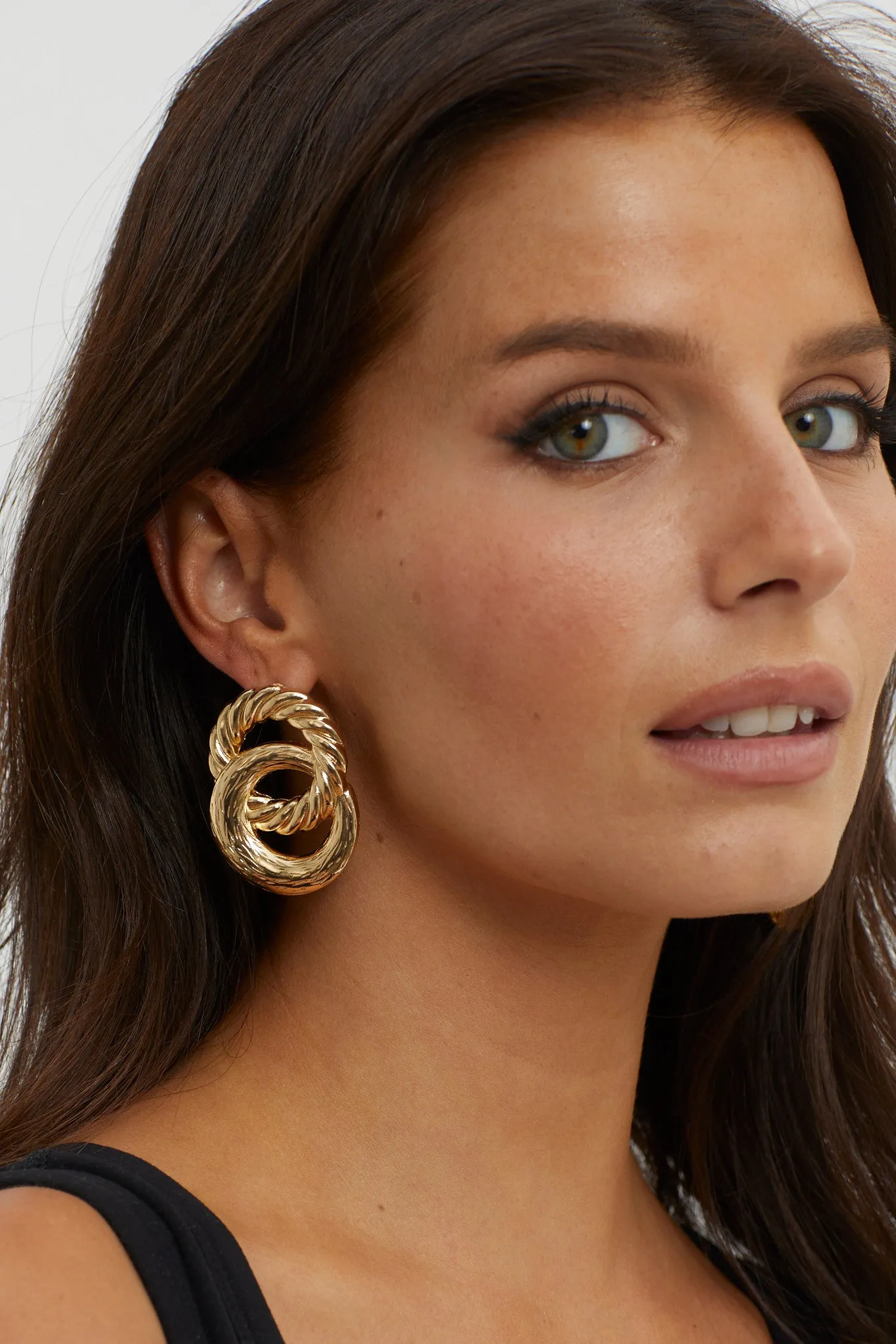 Myrah Large Double Circle Earrings Gold