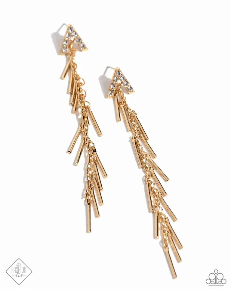 Paparazzi Earring ~ Linear Landmark - Gold