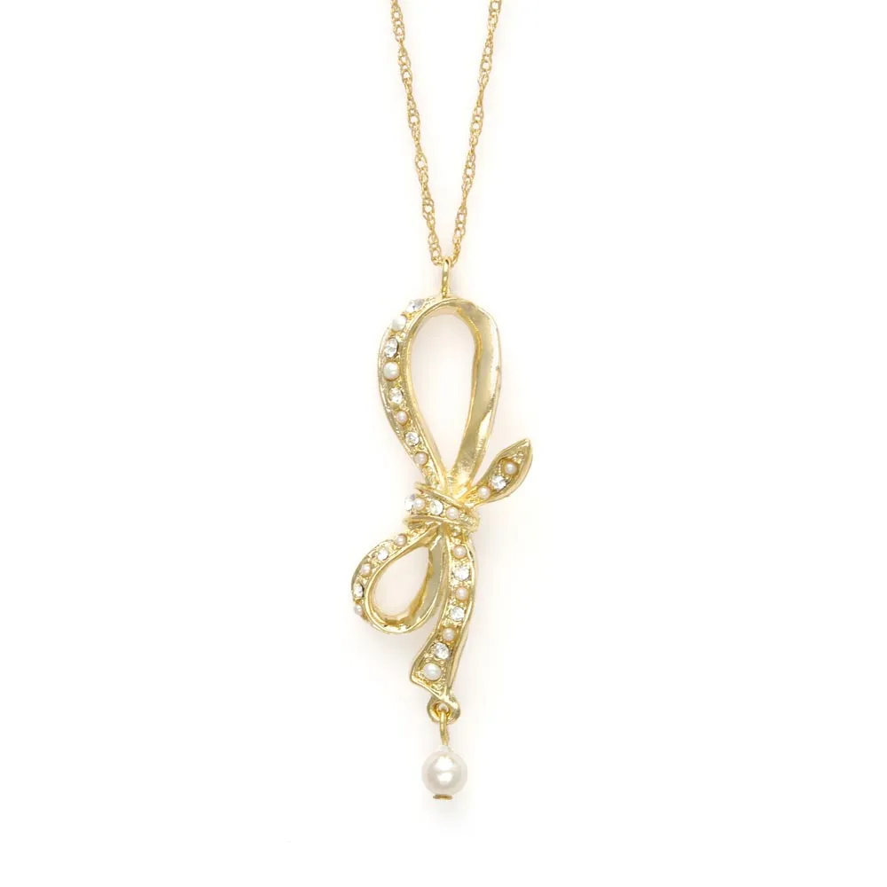 Pave Bow Knot Short Necklace