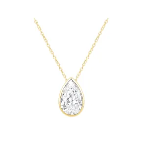 Pear Cut Solitaire Necklace with 1.00ct of Laboratory Grown Diamonds in 9ct Yellow Gold