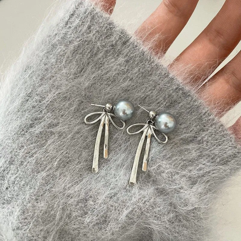 Pearl and Bow Backdrop Earrings