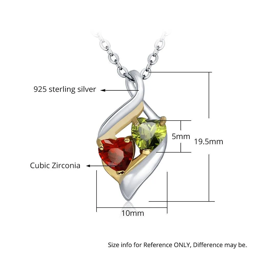 Personalized 925 Sterling Silver Necklace With 2 Birthstones, Trendy Name Engraved Women’s Pendant Necklace, Fashion Jewelry For Mother & Daughter