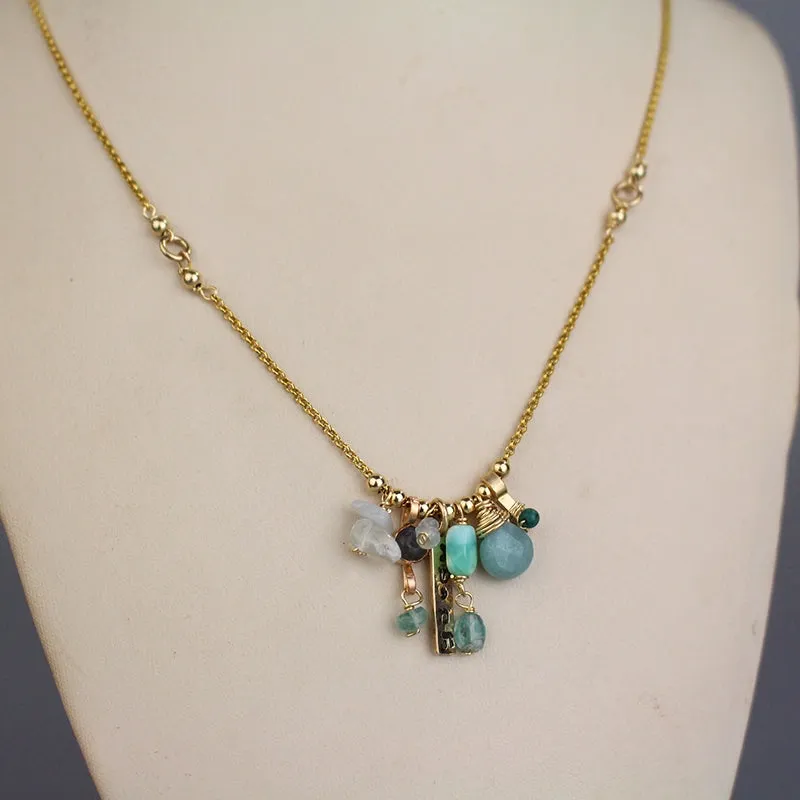 Personalized Gold Filled Aquamarine Breathe Necklace