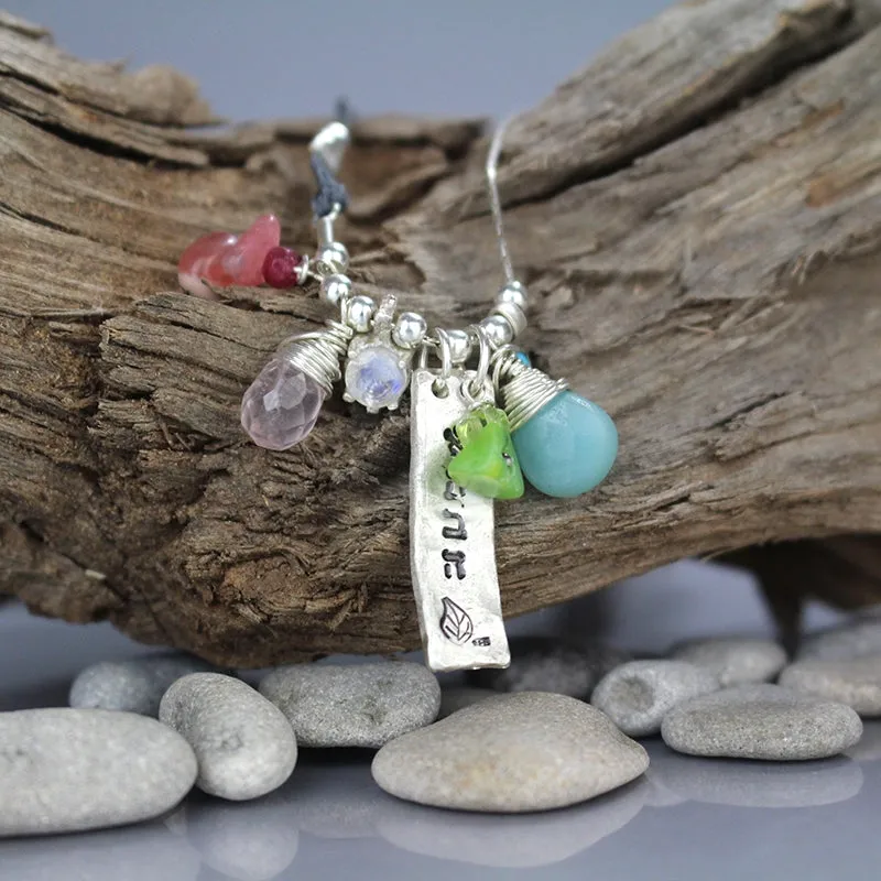 Personalized Silver Gemstone Love Necklace