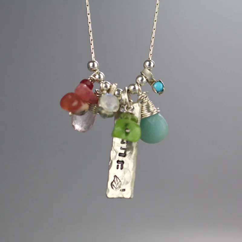 Personalized Silver Gemstone Love Necklace