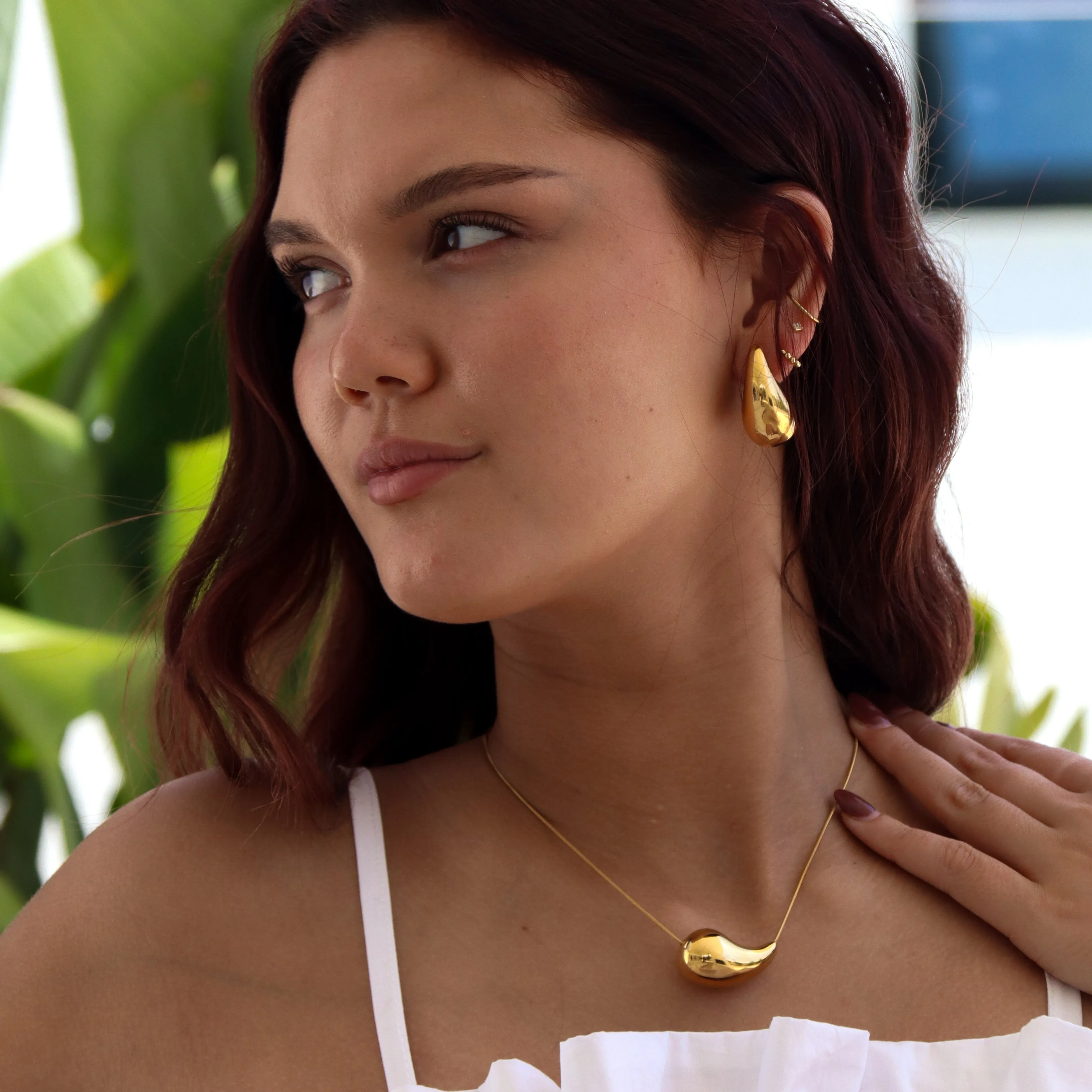 Pha Necklace | Gold Plated and Stainless Steel Tear Drop Necklace