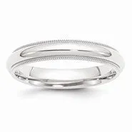 Platinum 4mm Comfort-Fit Milgrain Wedding Band Ring