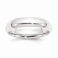 Platinum 5mm Half-Round Comfort Fit Lightweight Wedding Band Ring