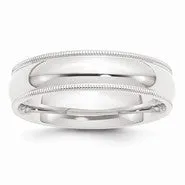 Platinum 6mm Comfort-Fit Milgrain Wedding Band Ring