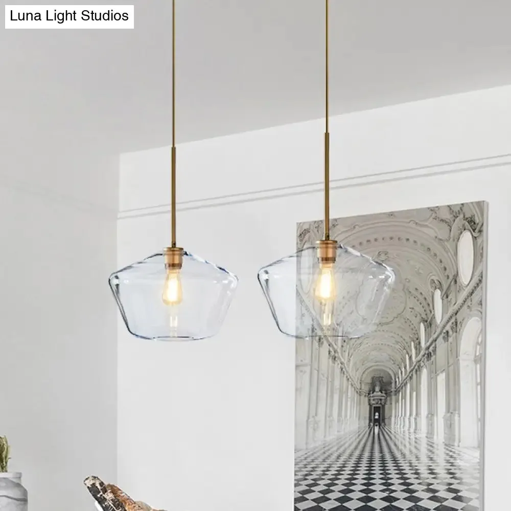 Postmodern Gold Pendant Light: Clear Glass, Restaurant Hanging Ceiling Fixture