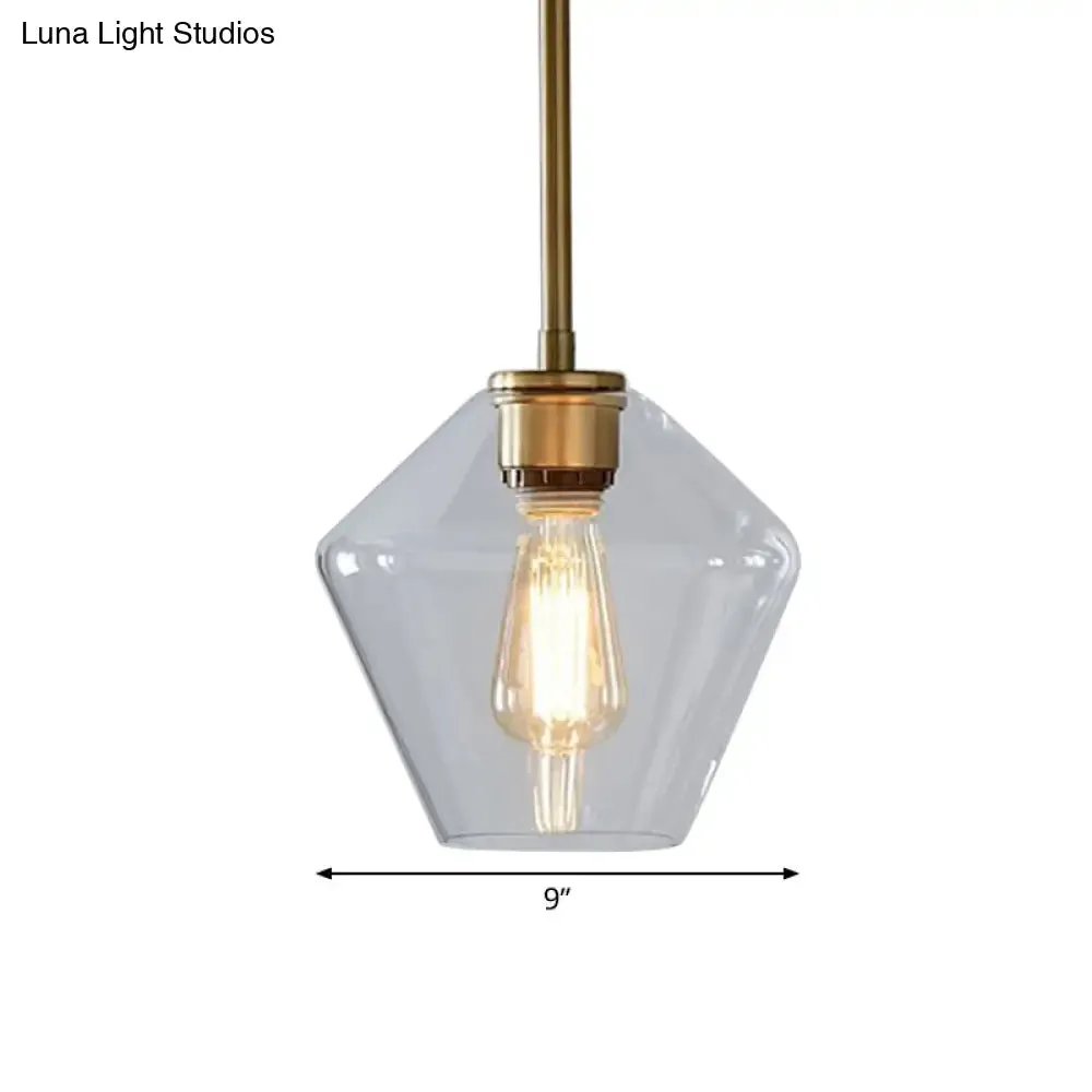 Postmodern Gold Pendant Light: Clear Glass, Restaurant Hanging Ceiling Fixture