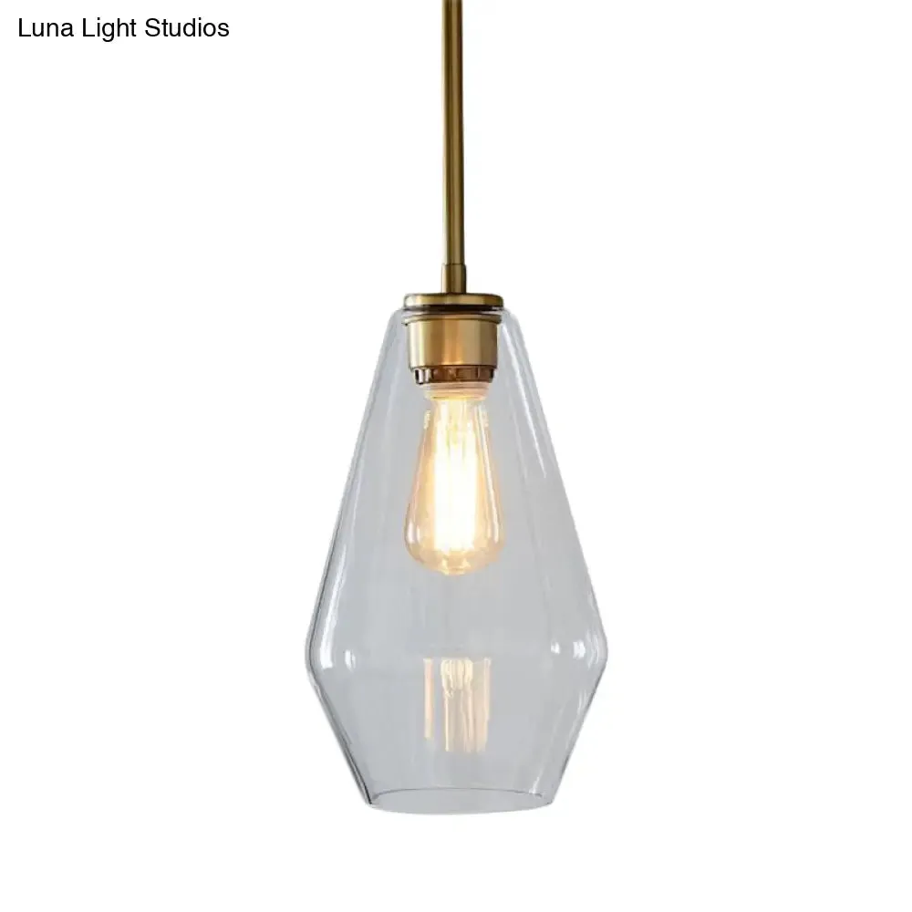 Postmodern Gold Pendant Light: Clear Glass, Restaurant Hanging Ceiling Fixture