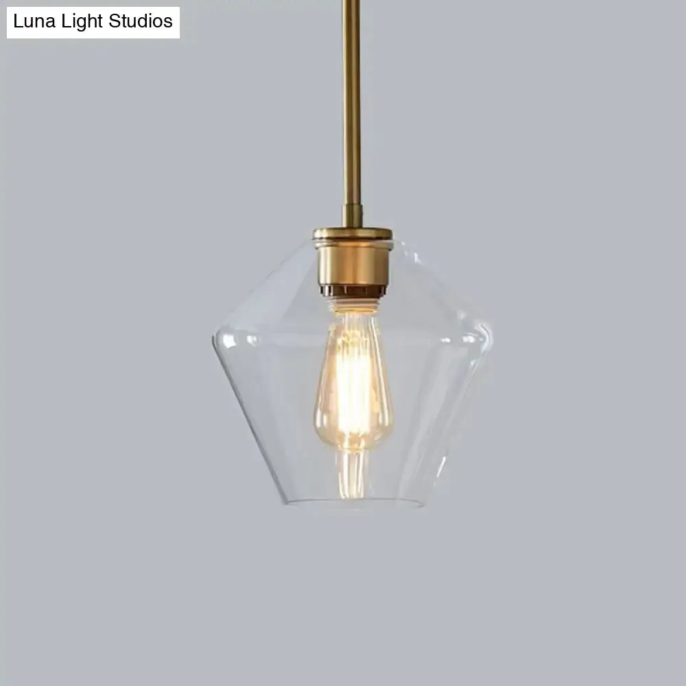 Postmodern Gold Pendant Light: Clear Glass, Restaurant Hanging Ceiling Fixture