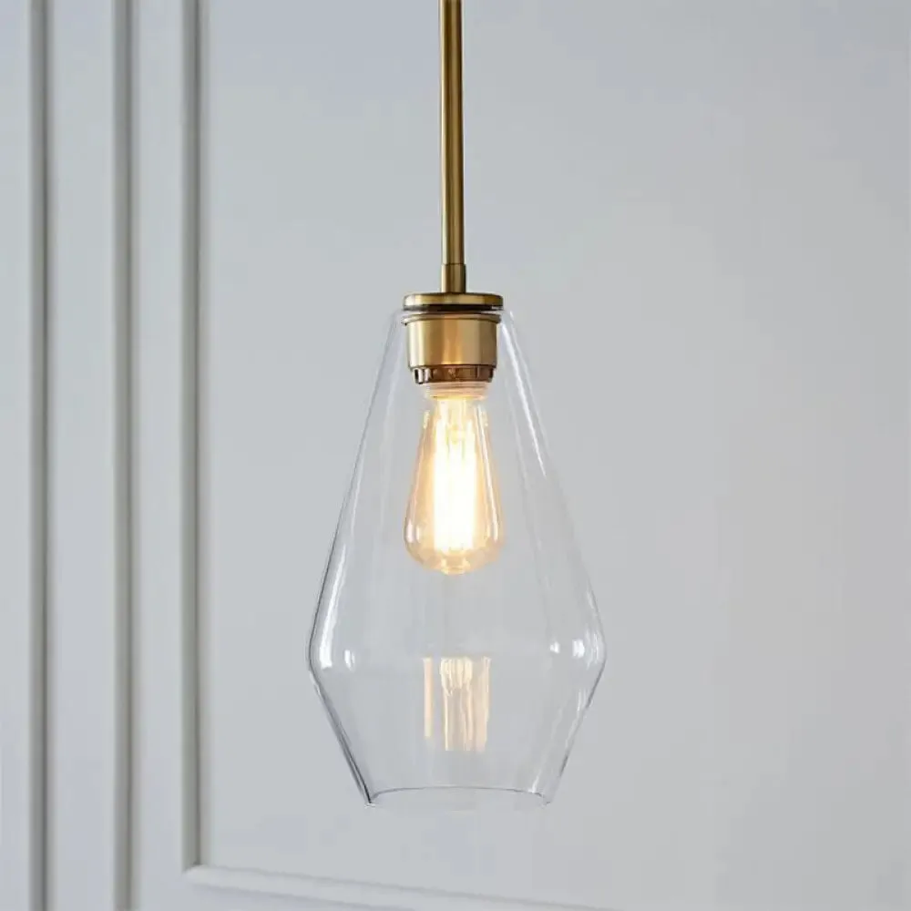 Postmodern Gold Pendant Light: Clear Glass, Restaurant Hanging Ceiling Fixture