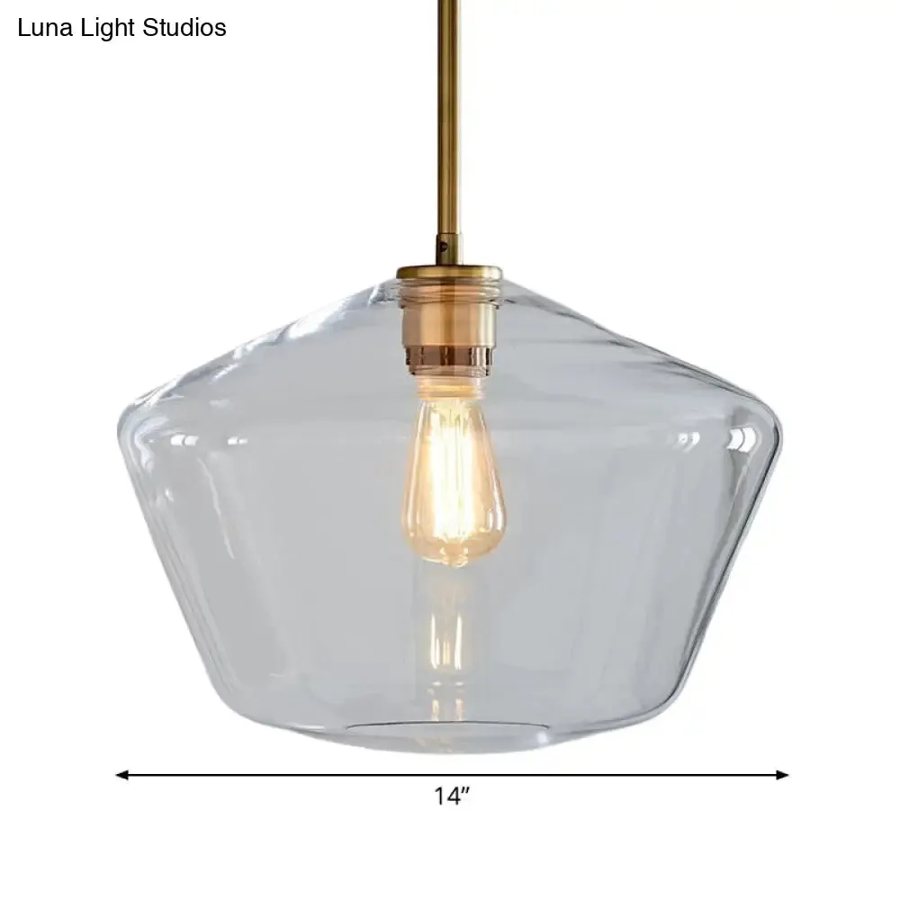 Postmodern Gold Pendant Light: Clear Glass, Restaurant Hanging Ceiling Fixture