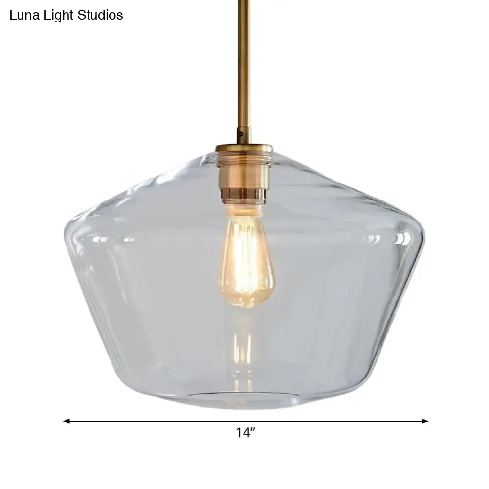 Postmodern Gold Pendant Light: Clear Glass, Restaurant Hanging Ceiling Fixture