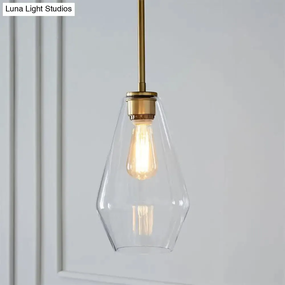 Postmodern Gold Pendant Light: Clear Glass, Restaurant Hanging Ceiling Fixture