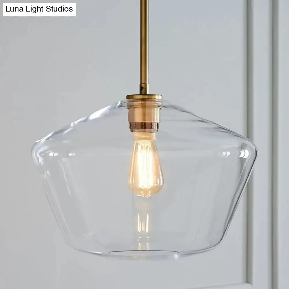 Postmodern Gold Pendant Light: Clear Glass, Restaurant Hanging Ceiling Fixture