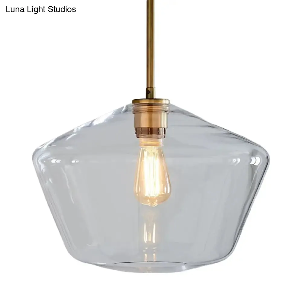 Postmodern Gold Pendant Light: Clear Glass, Restaurant Hanging Ceiling Fixture