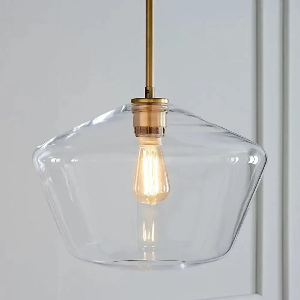 Postmodern Gold Pendant Light: Clear Glass, Restaurant Hanging Ceiling Fixture