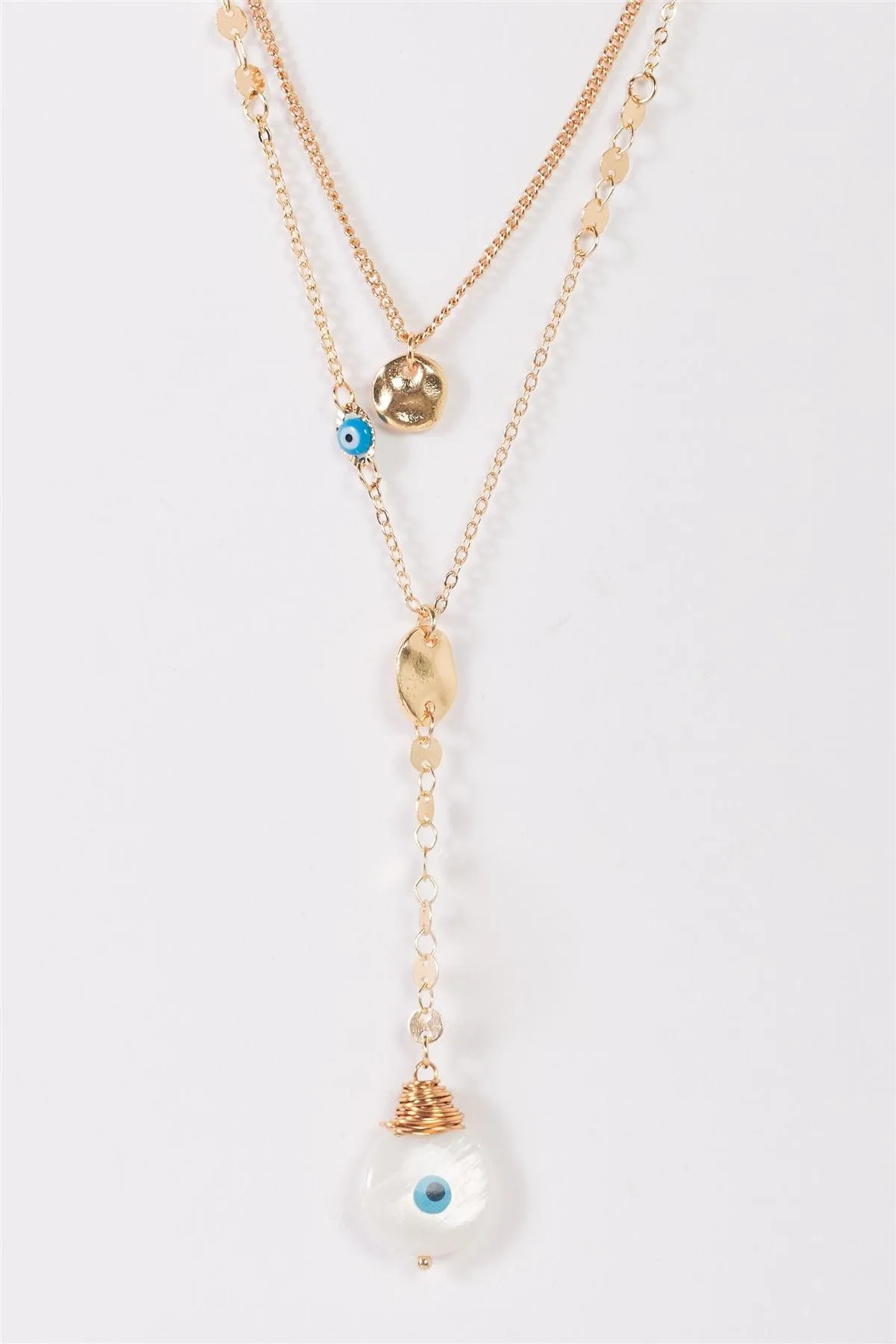 "Nazar Evil Eye" Gold Blue Pendants Belcher Choker Chains Necklace