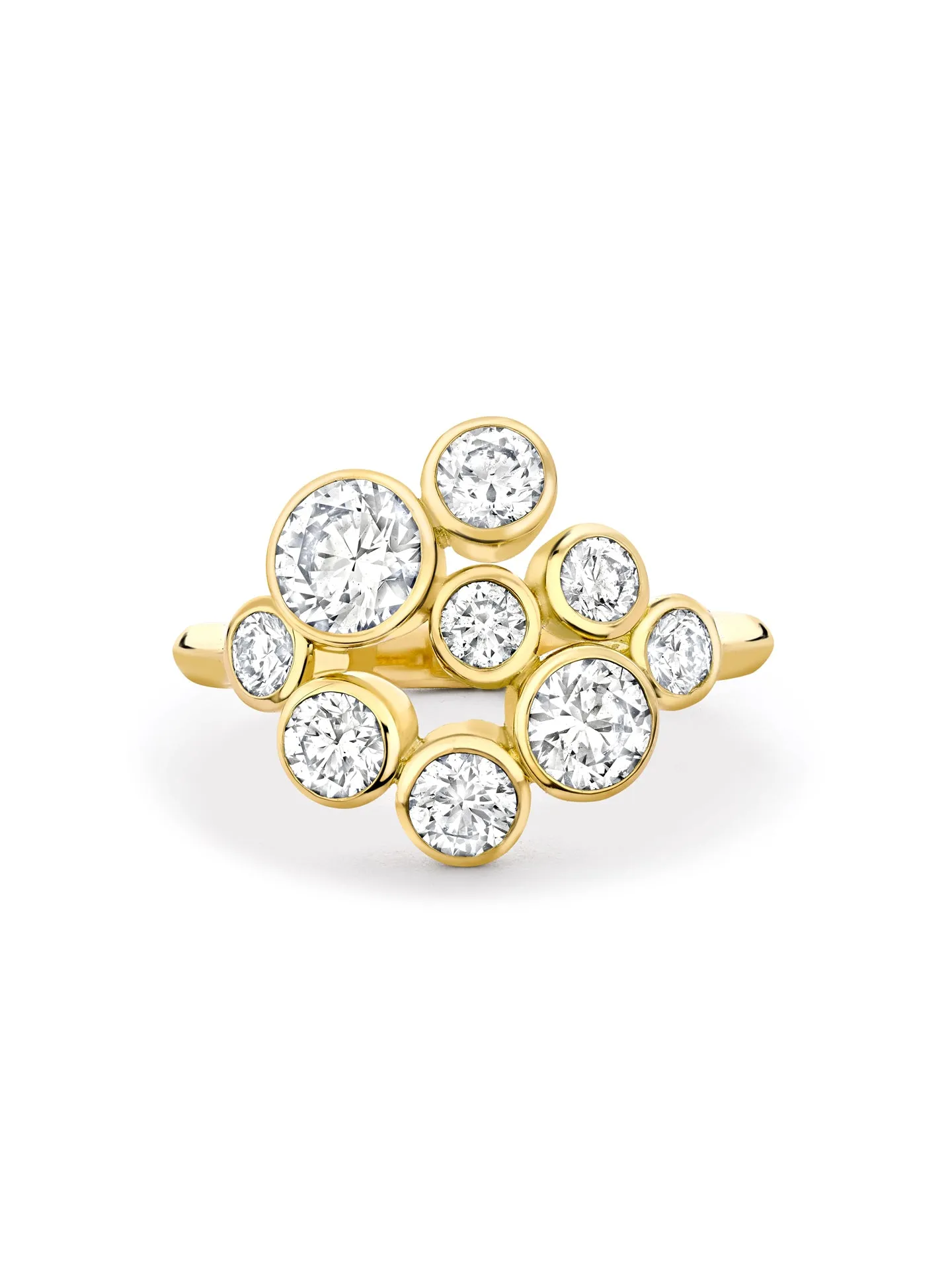 Raindance Yellow Gold Diamond Cluster Ring