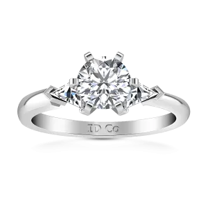 Round Diamond Three Stone Engagement Ring Miranda Trilliant 14K White Gold