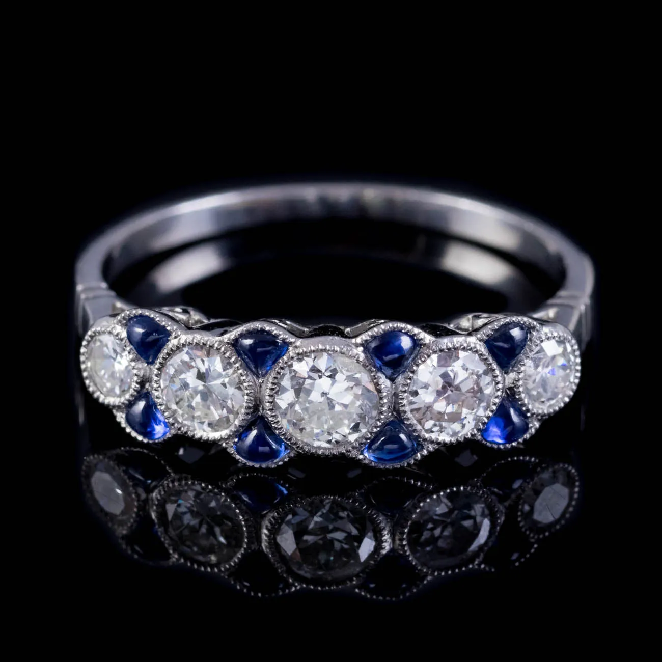 Sapphire Diamond Ring Platinum 0.85Ct Diamond 0.24Ct Sapphire