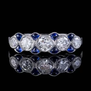 Sapphire Diamond Ring Platinum 0.85Ct Diamond 0.24Ct Sapphire