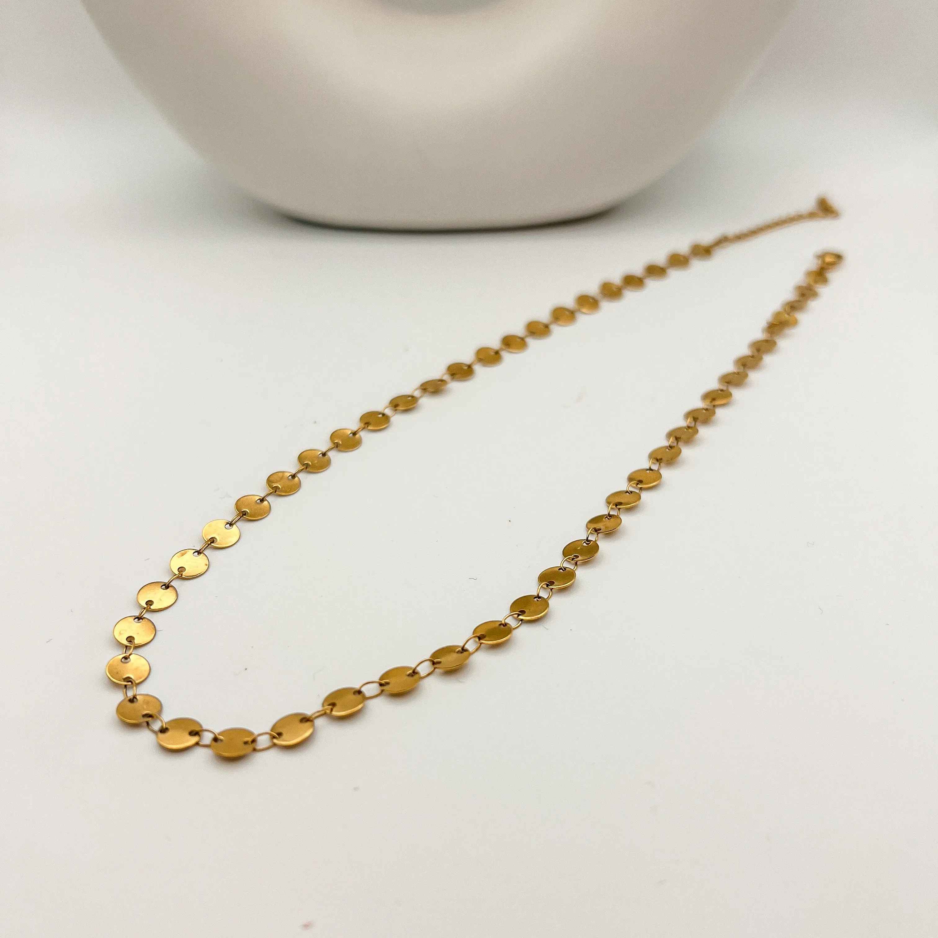 Sequin Chain Necklace-18k Gold