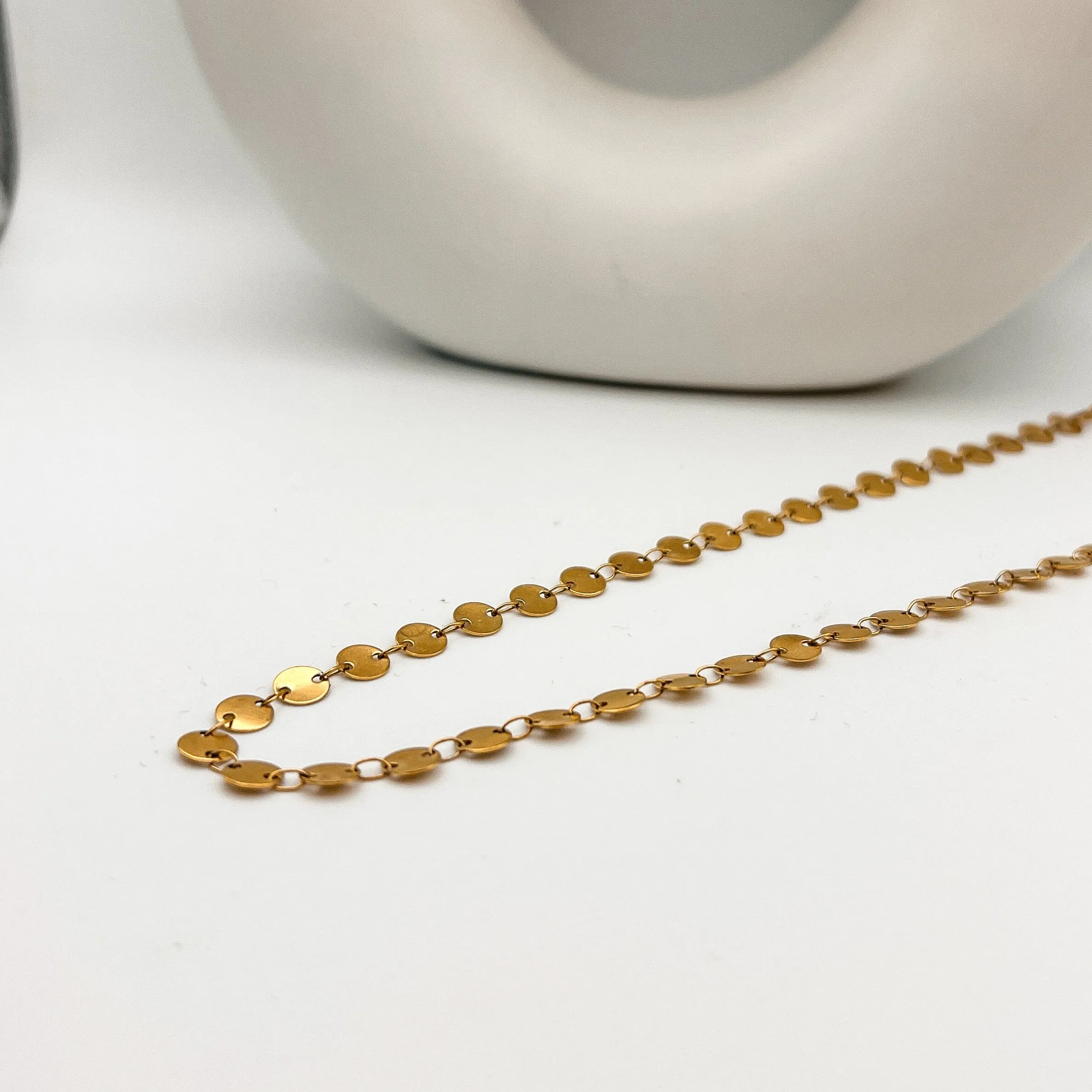 Sequin Chain Necklace-18k Gold