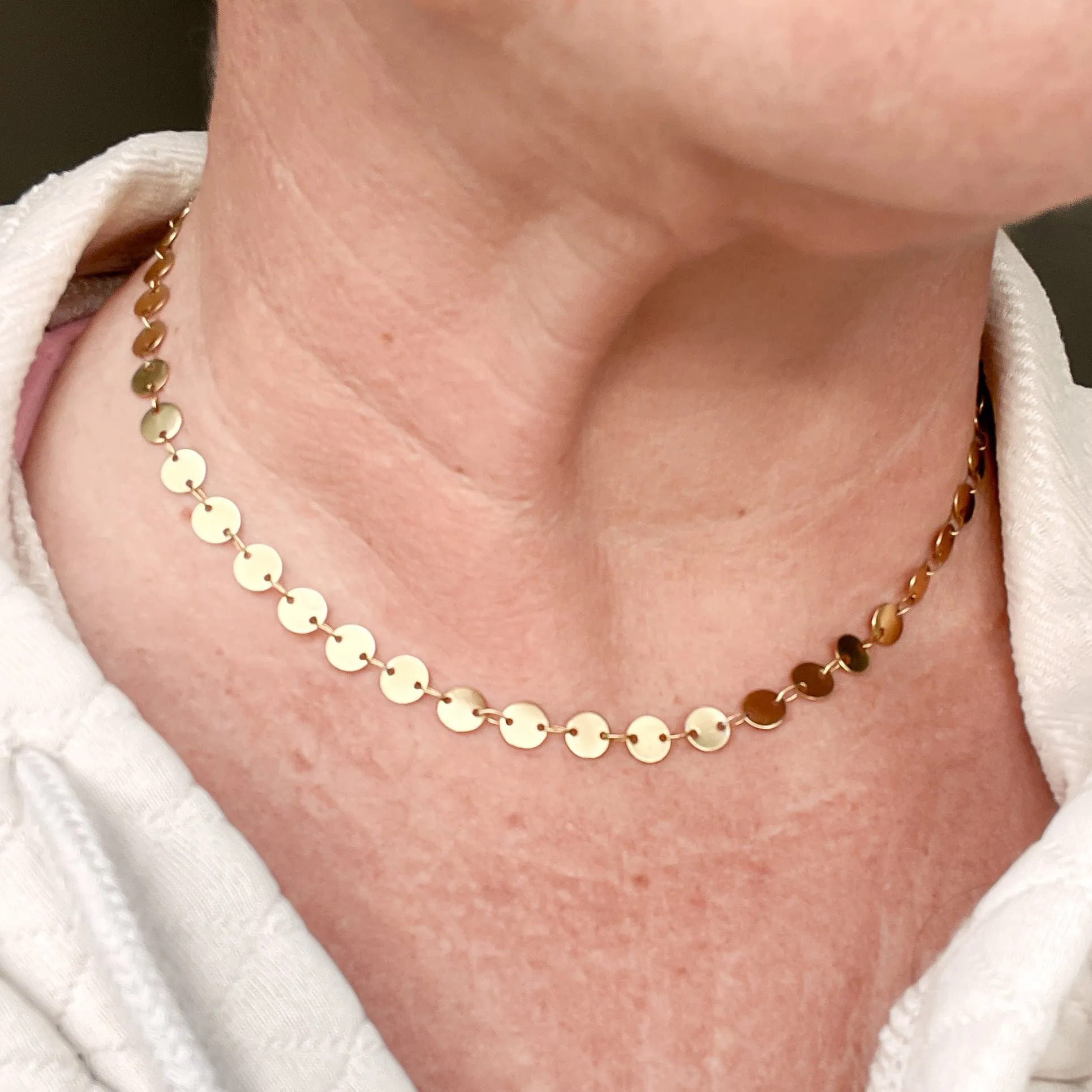 Sequin Chain Necklace-18k Gold