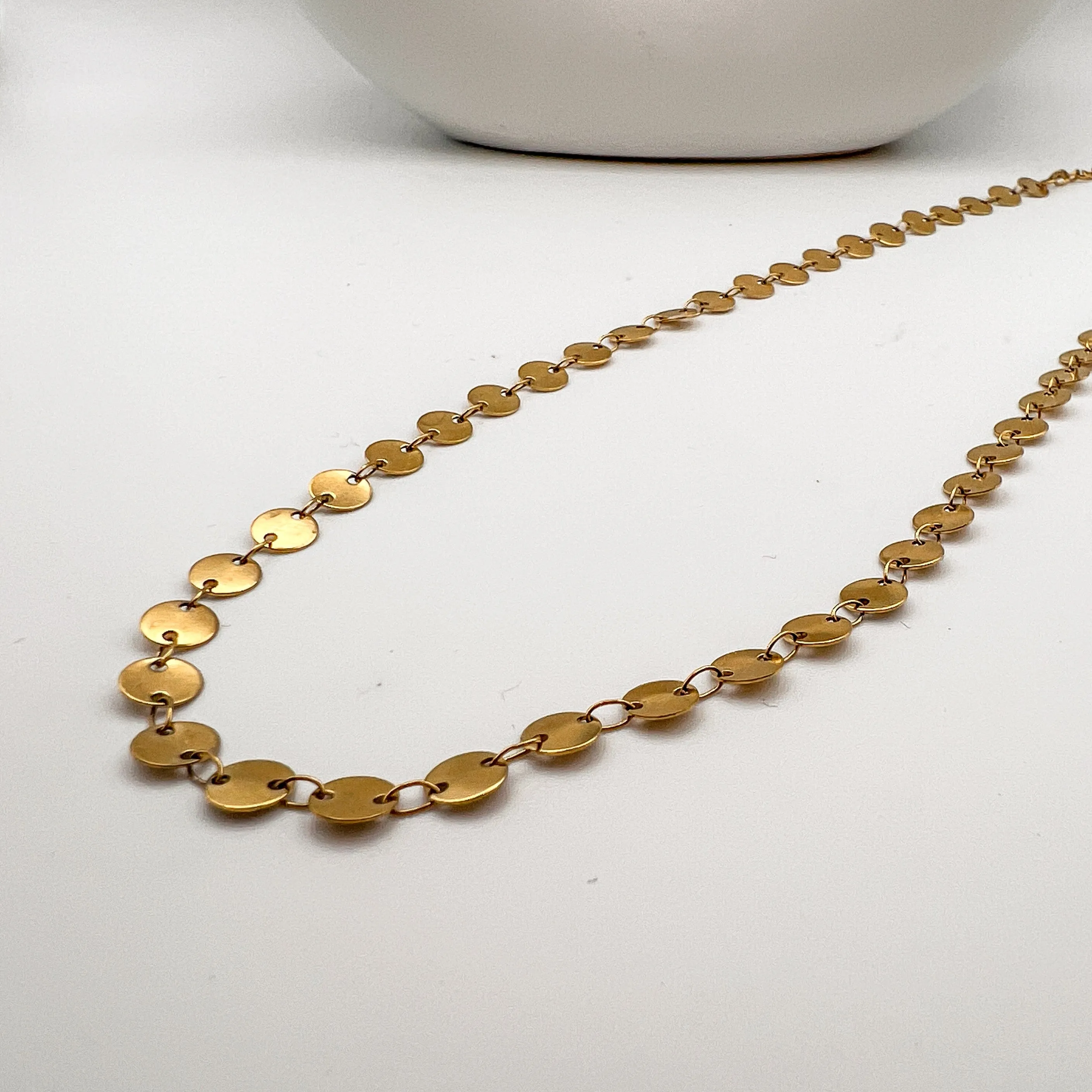 Sequin Chain Necklace-18k Gold