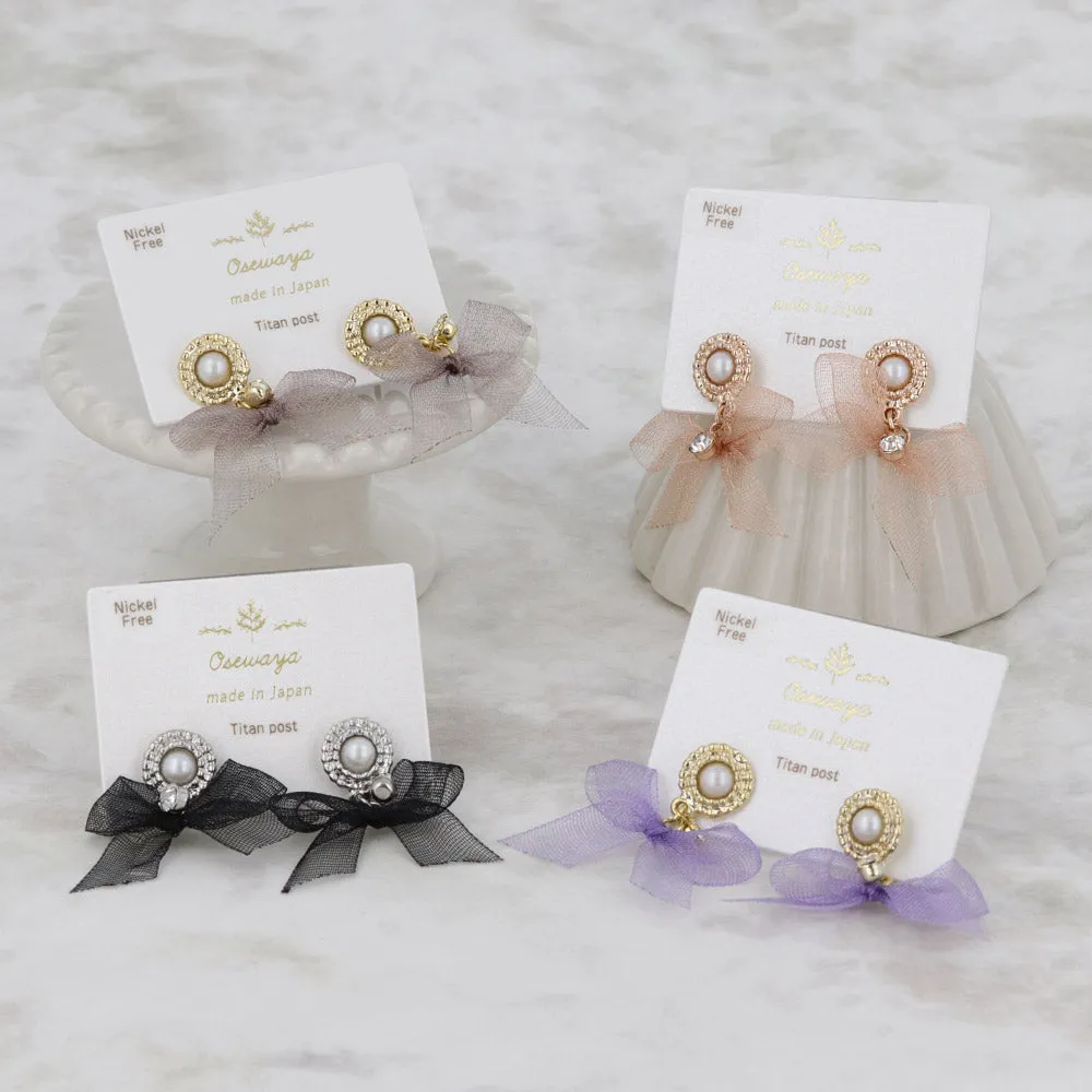 Sheer Bow Drop Earrings