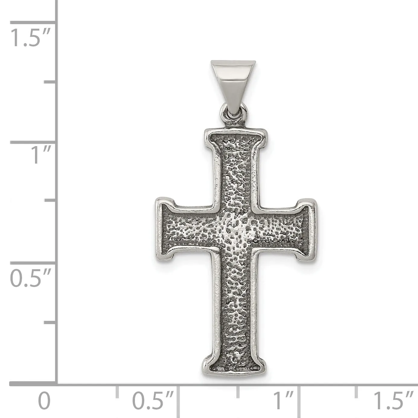 Silver Antiqued Polished Textured Cross Pendant